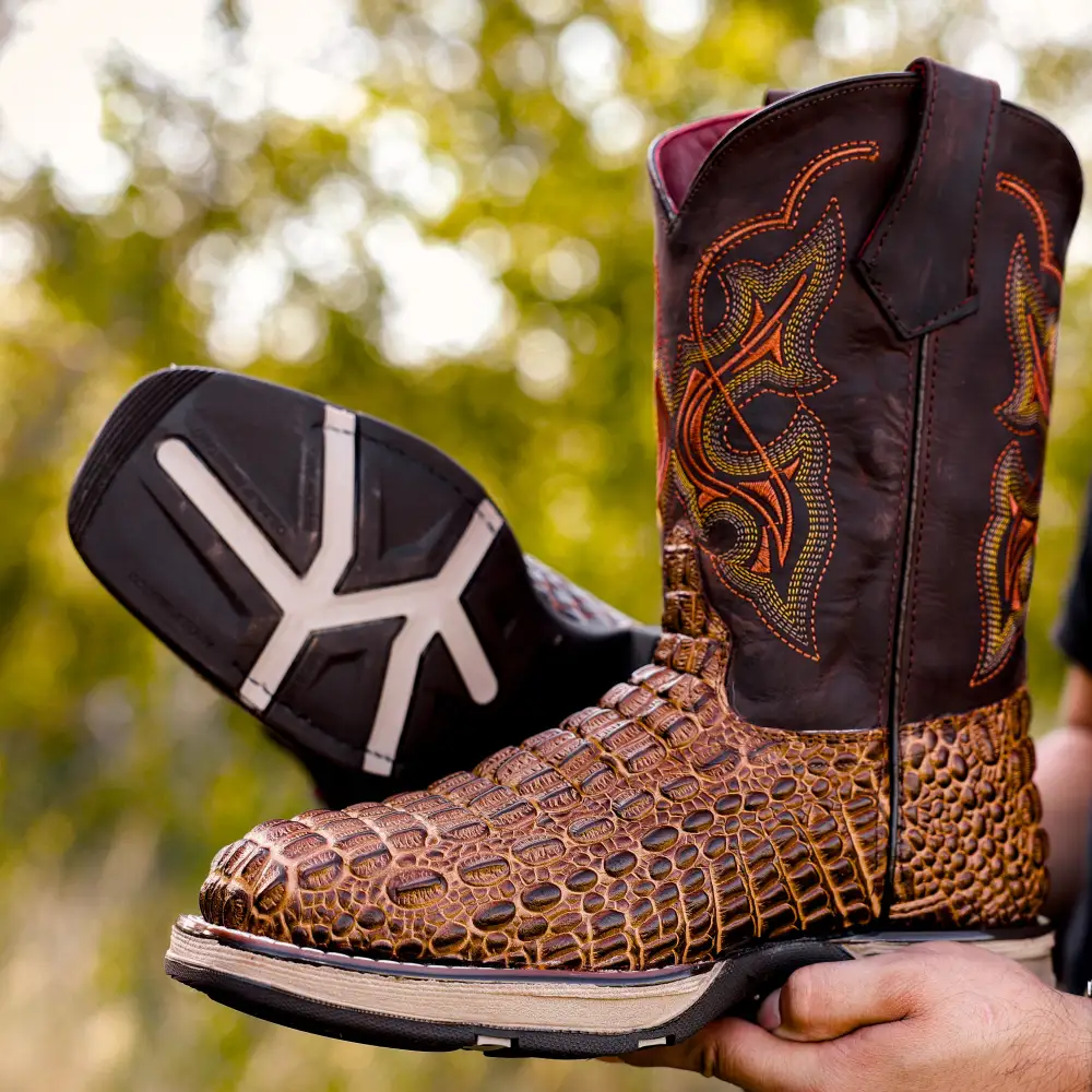 Honey Caiman Hornback Leather Boots With 3D Lightweight Sole - Composite Toe
