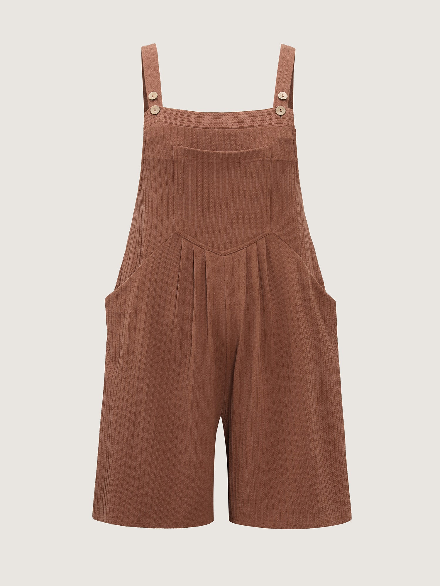 Textured Pleated Front Overall Cropped Jumpsuit
