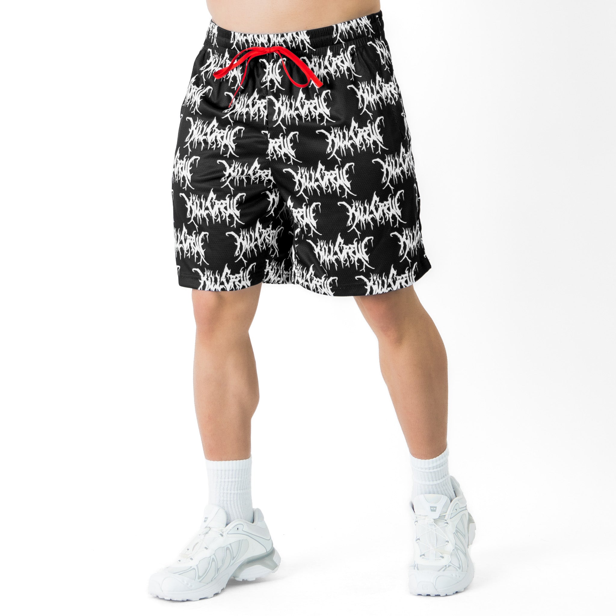 RELAXED CUT SHORTS ALL OVER - BLACK / WHITE