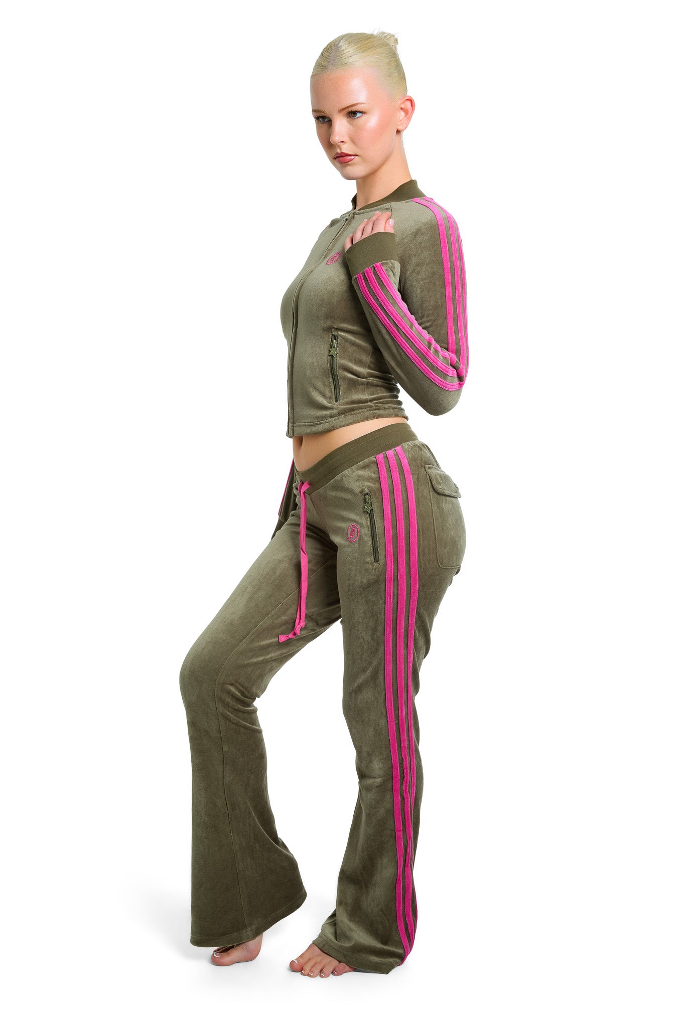 BODY VELOUR TRACK PANTS (OLIVE)