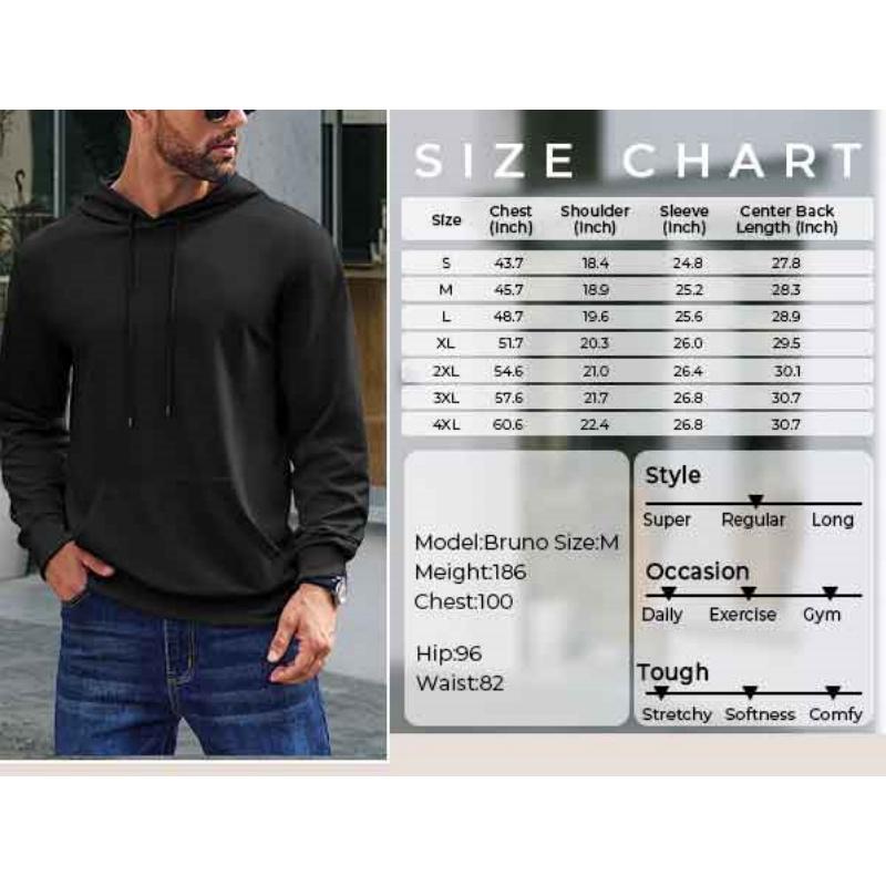 Fall Outfits Men's Medium Size Hoodie Pullover Long Sleeve Casual Fashion Sweatshirt with Drawstring & Kangaroo Pocket for Everyday Wear