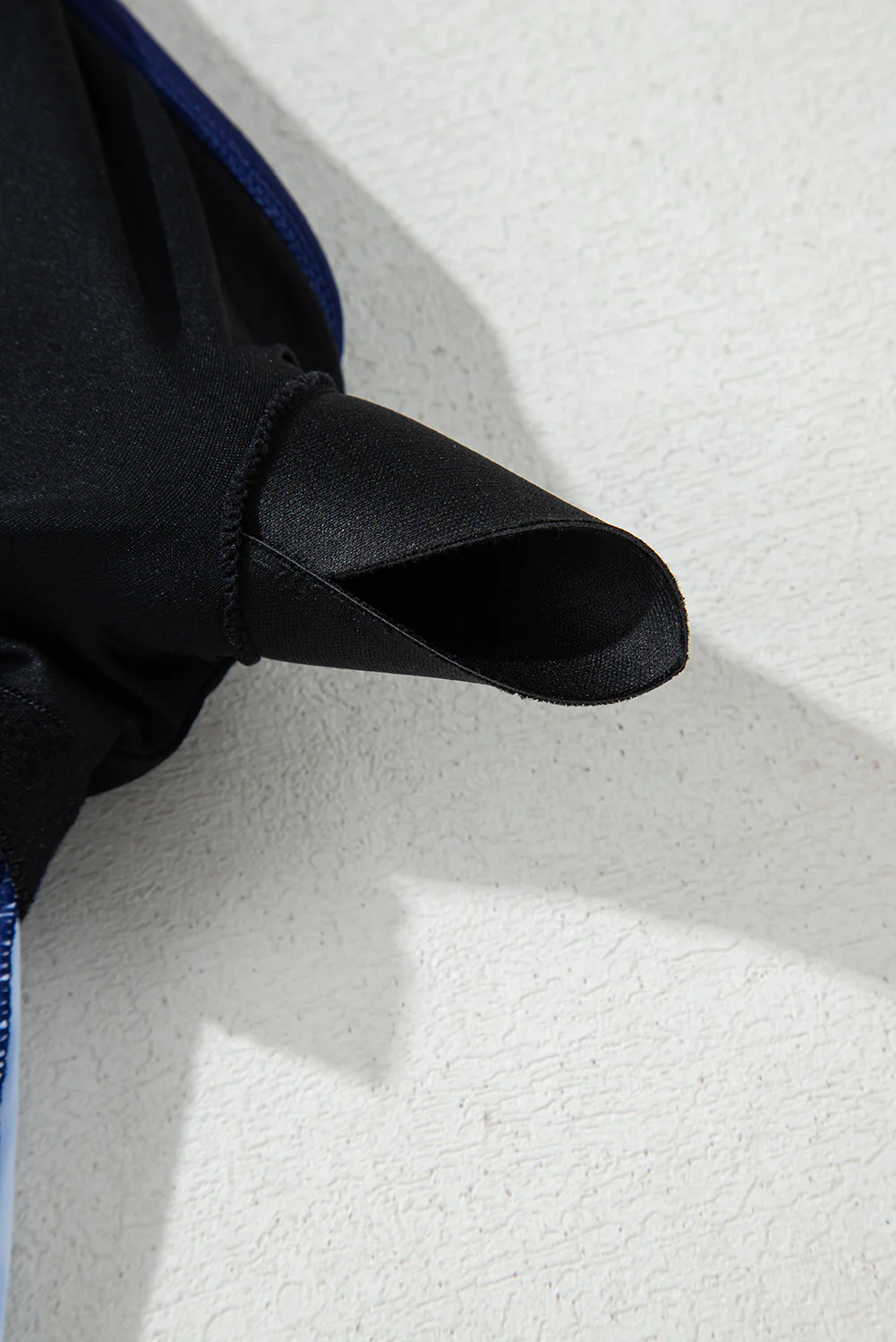 Navy Blue Abstract Print Frilled Trim Spaghetti Straps Tankini Set