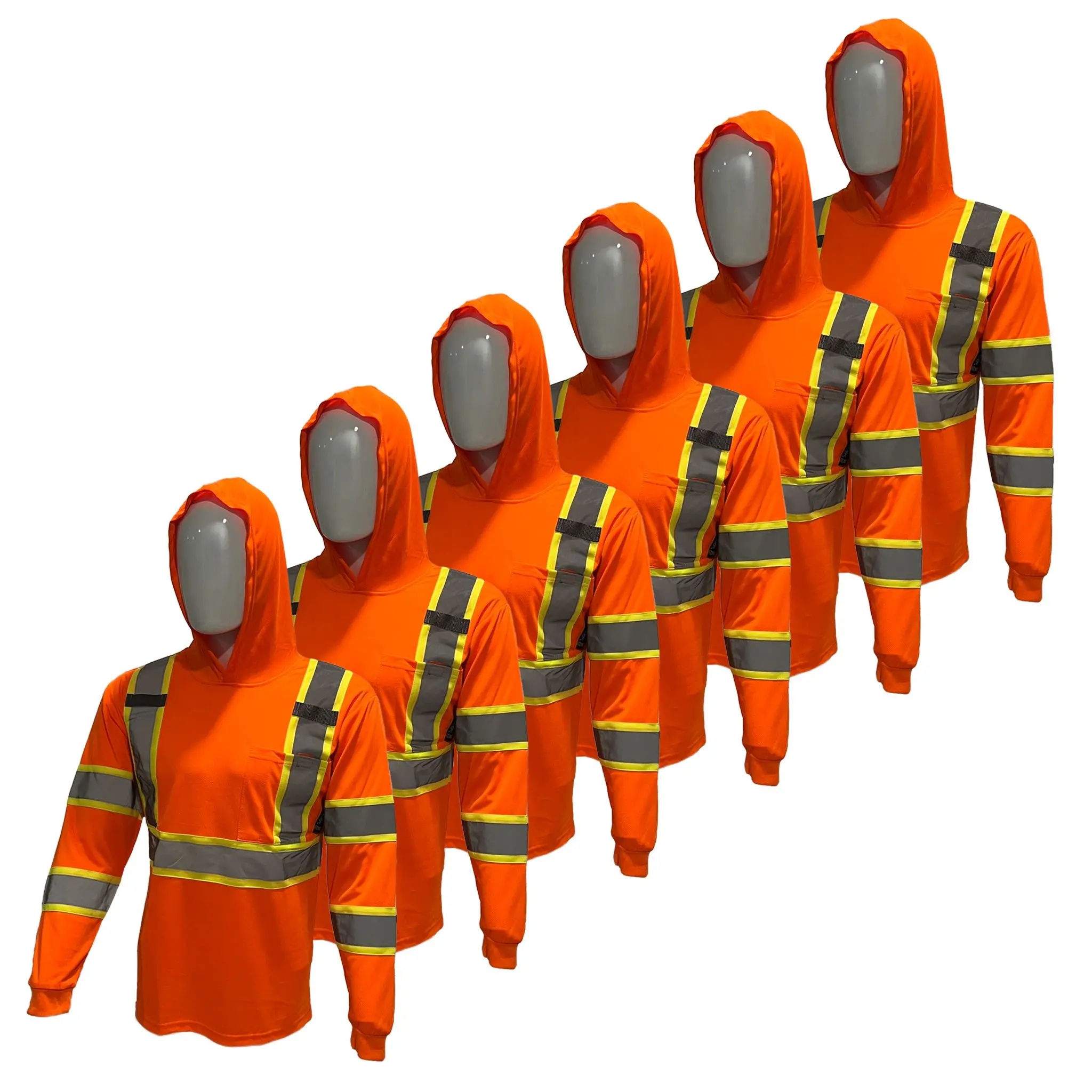 12/6 PACK SHIRT High Visibility Long Sleeve Safety Shirt with hoodie