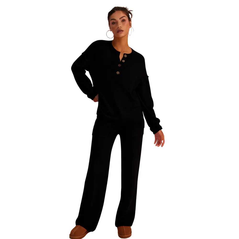 Women's Cozy Waffle Knit Loungewear Set