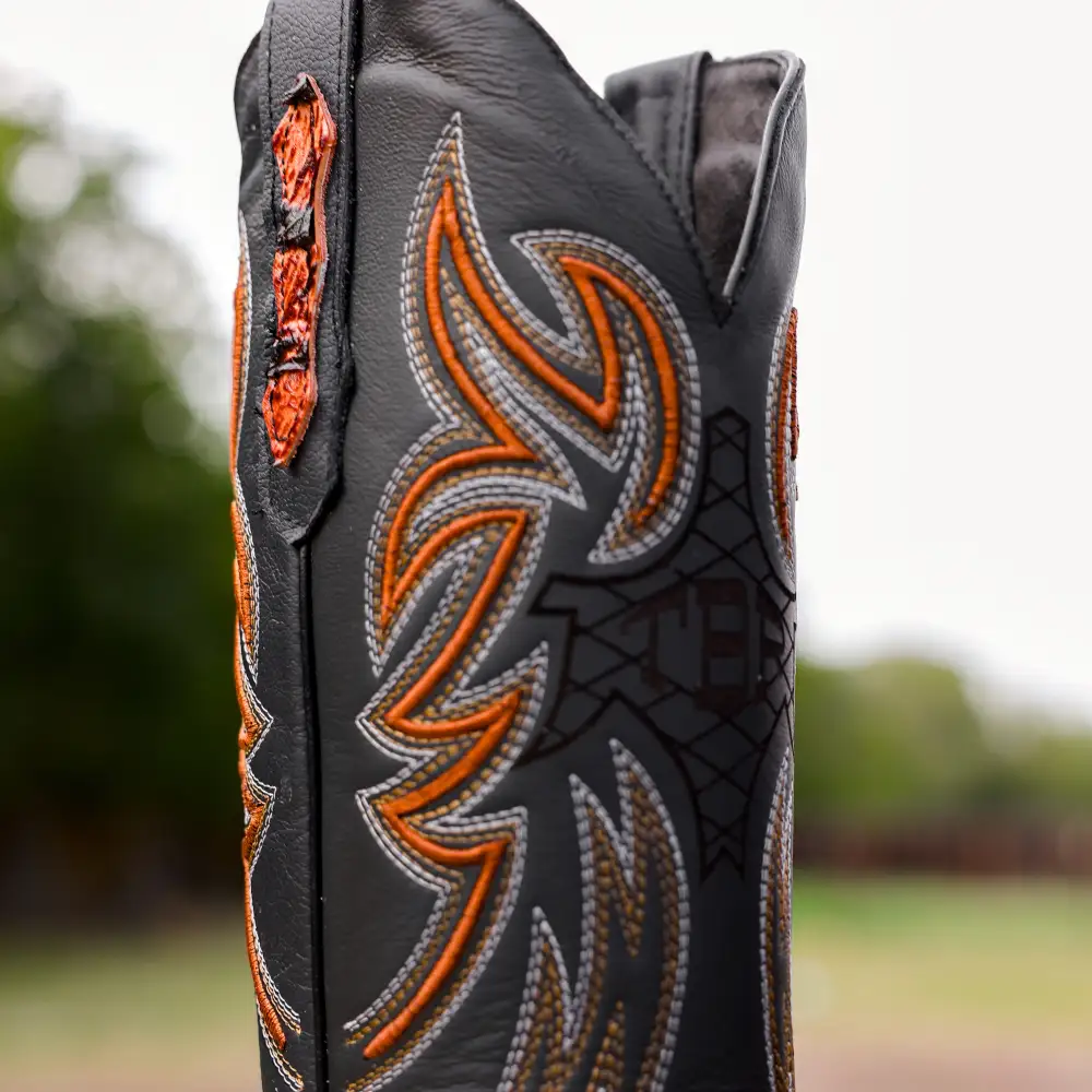 Cognac Jumbo Pirarucu Leather Boots - Square Toe