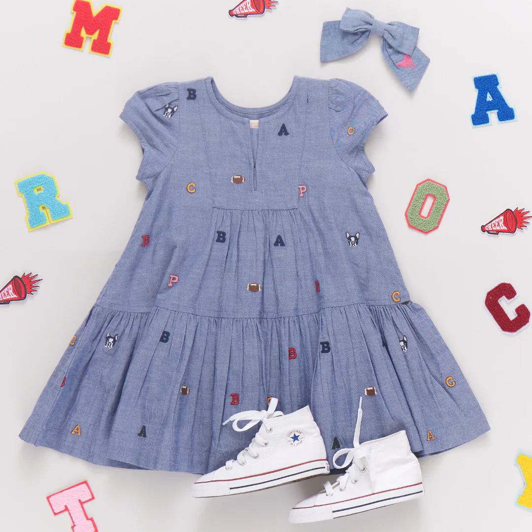 Girl's Adele Dress Varsity Embroidery