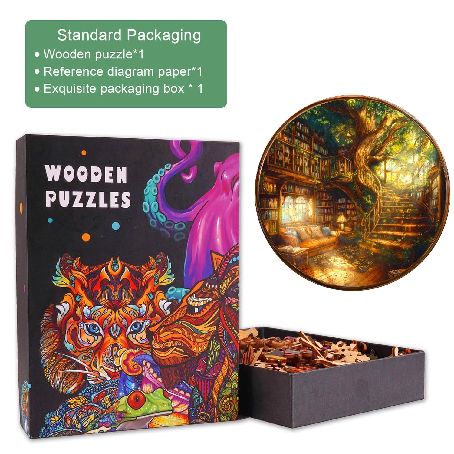 Charming Bookstore Wooden Jigsaw Puzzle