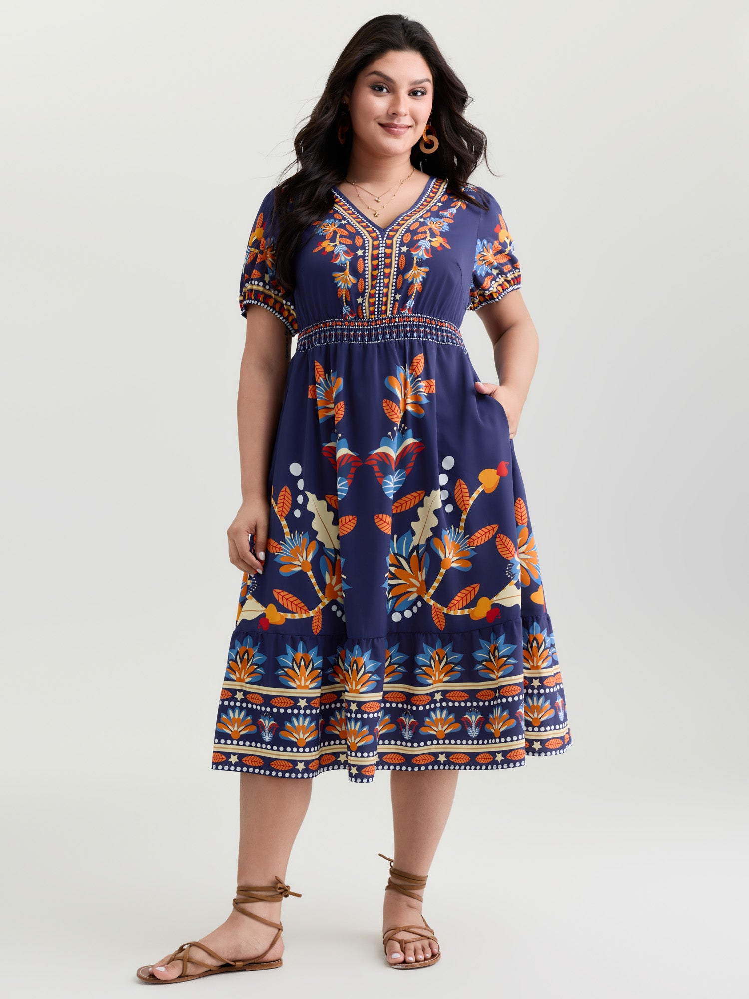 Supersoft Bright Floral Print Midi Dress