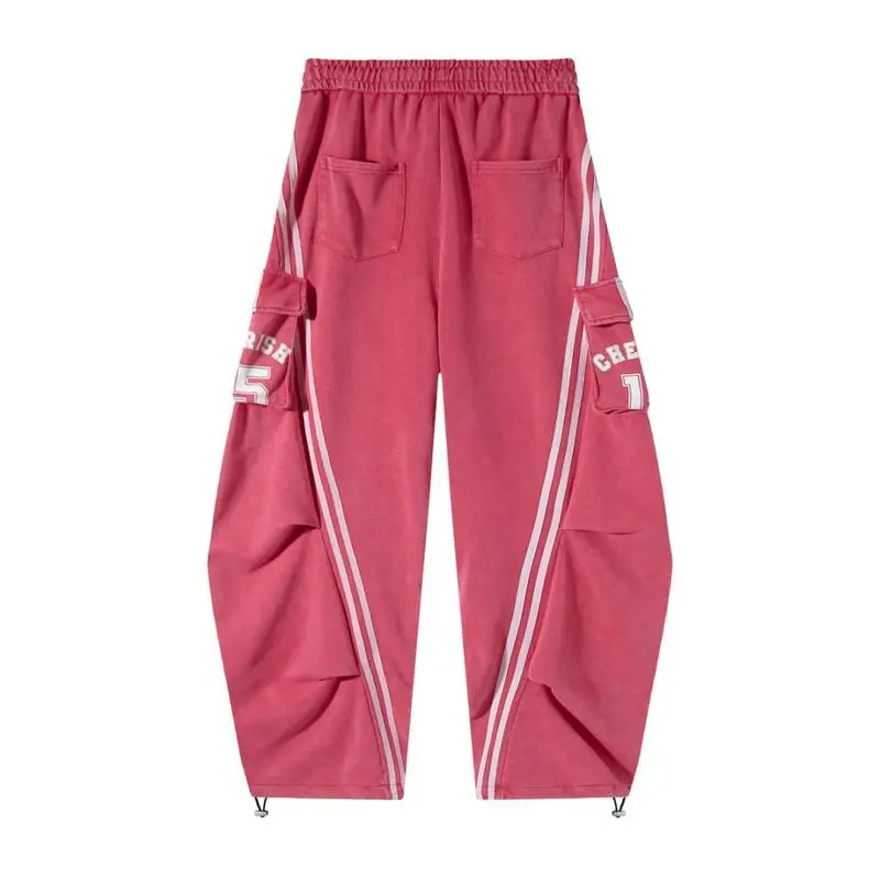 Women’s Loose Wide-Leg Cargo Pants with Elastic Waist & Drawstring