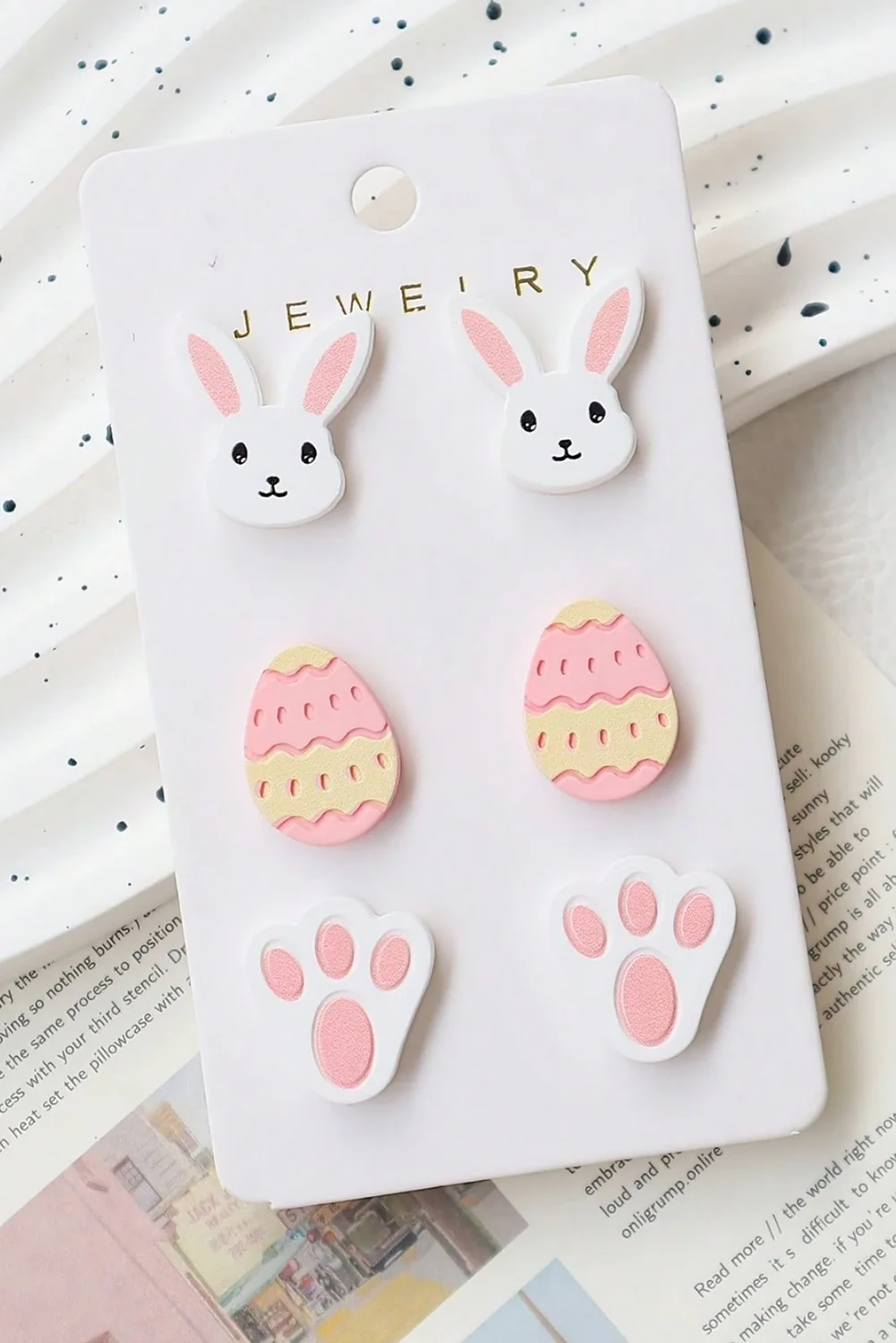 Pink Happy Easter Day Cute Earrings