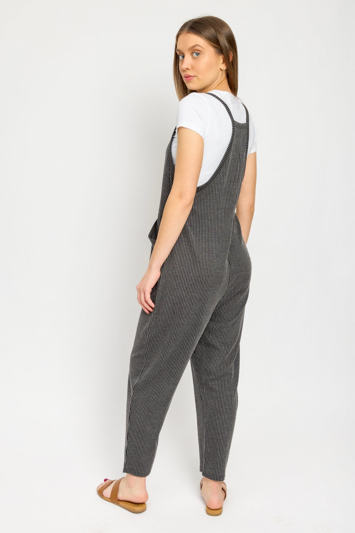 Ribbed Sleeveless Overalls