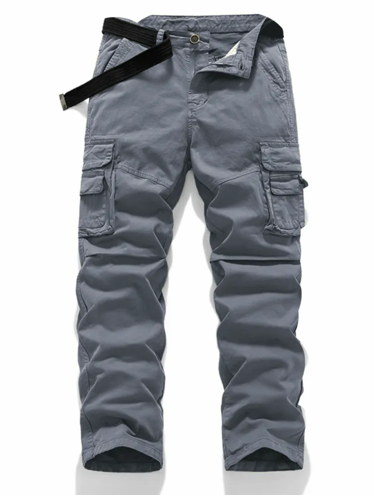 Men's Casual Straight-Leg Cargo Pants with Belt – Multi-Pocket, All-Season Comfort for Daily Streetwear