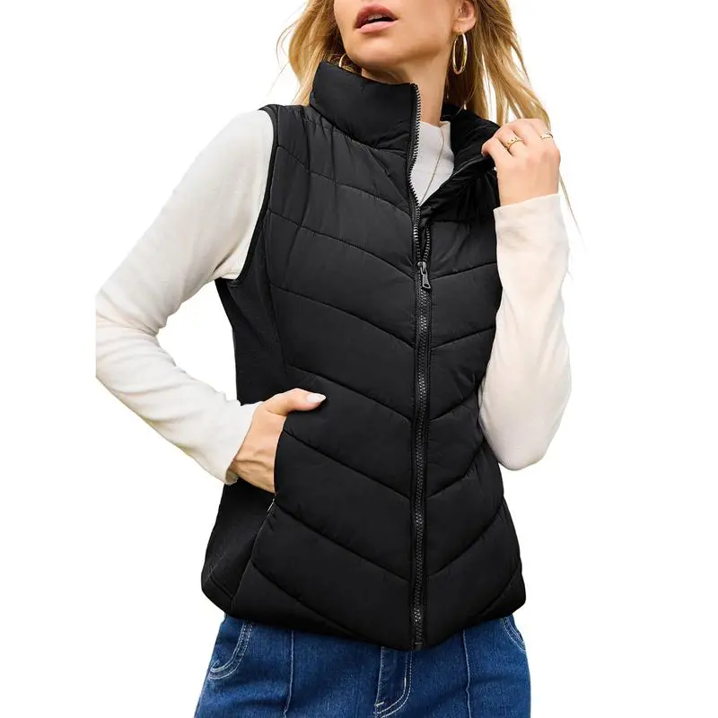 Puffer Vest Women Sleeveless Zip Up Outerwear
