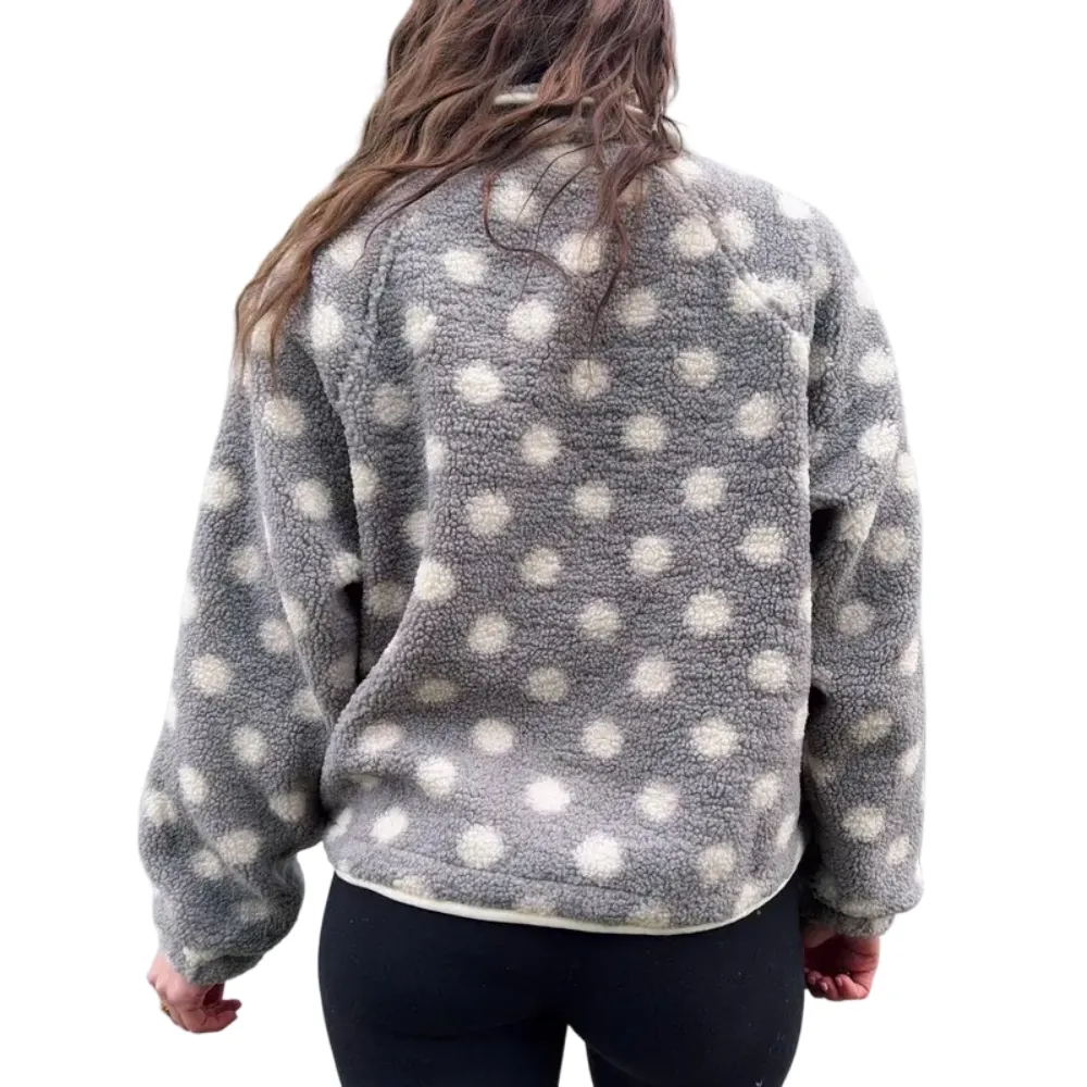 Womens Fall Winter Fleece Jacket Dot Pattern