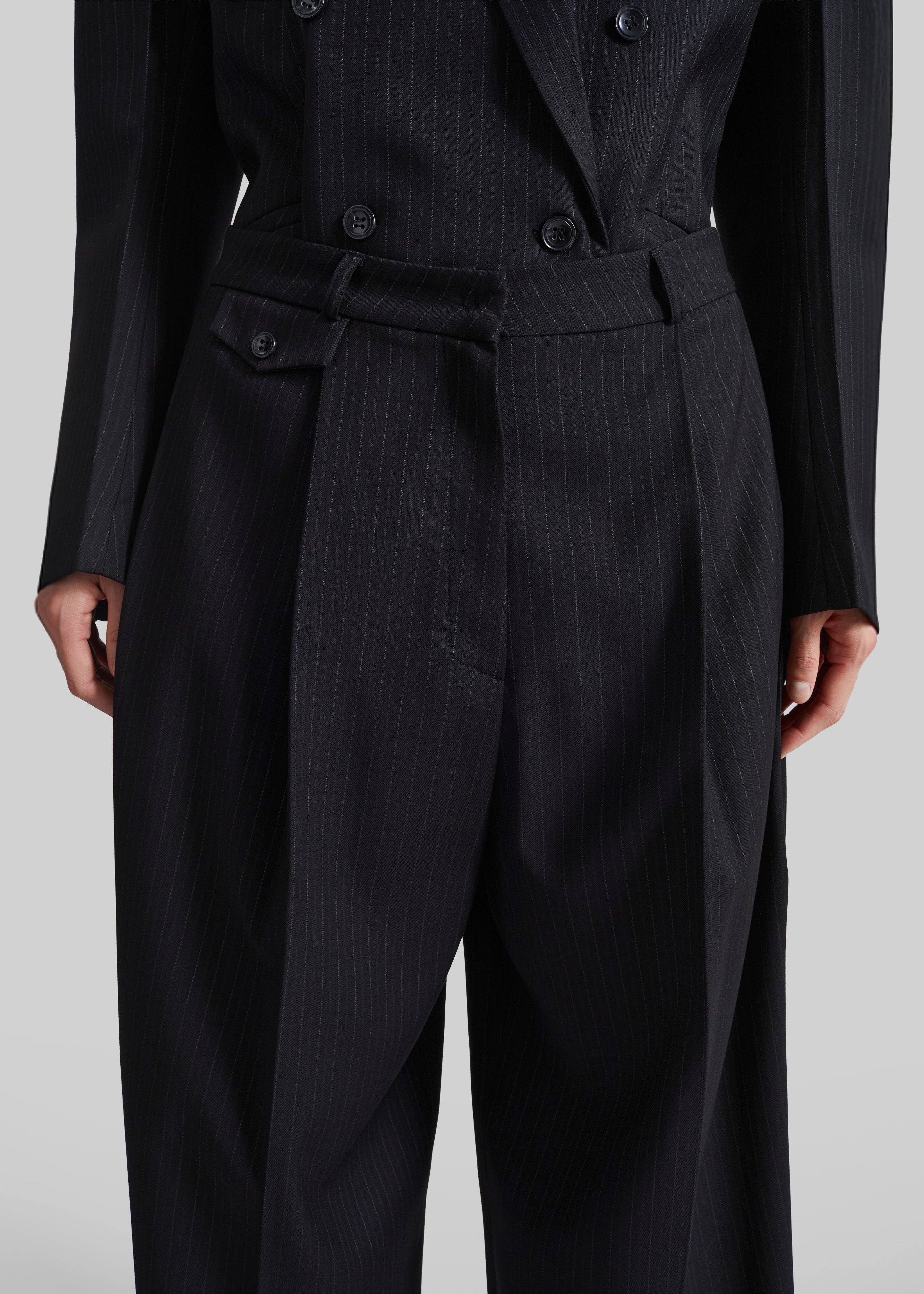 Helmond Pleated Trousers - Black Multi Stripe