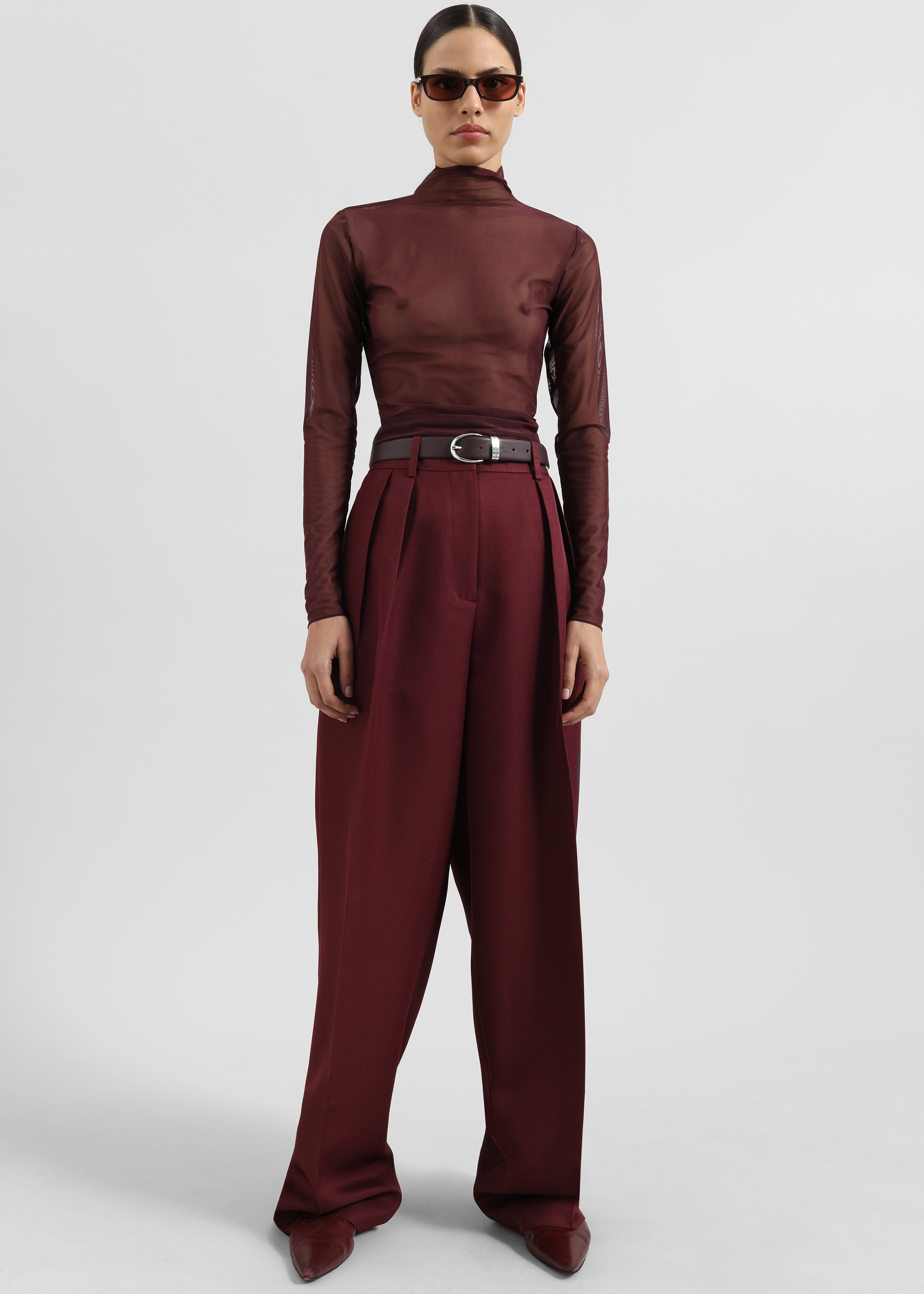 Tansy Pleated Trousers - Burgundy