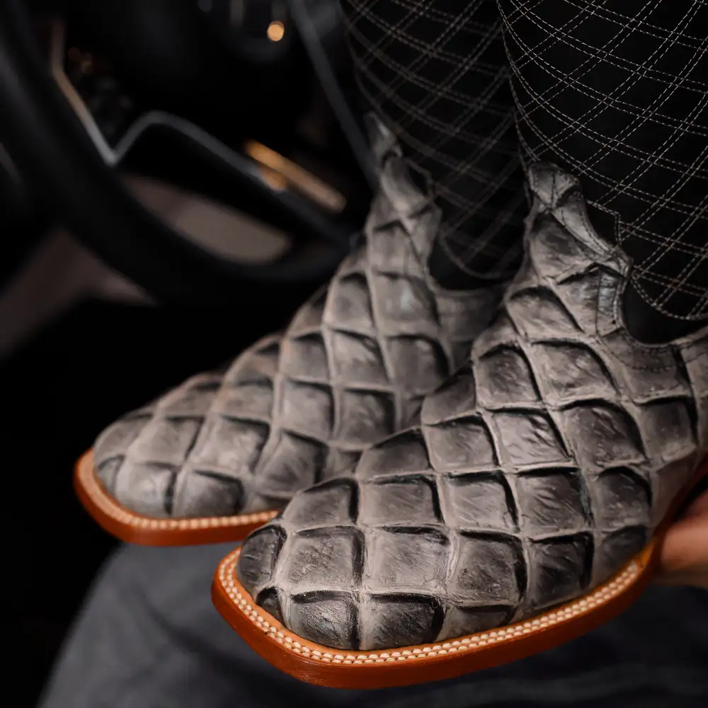 Eclipse Pirarucu Leather Boots - Square Toe