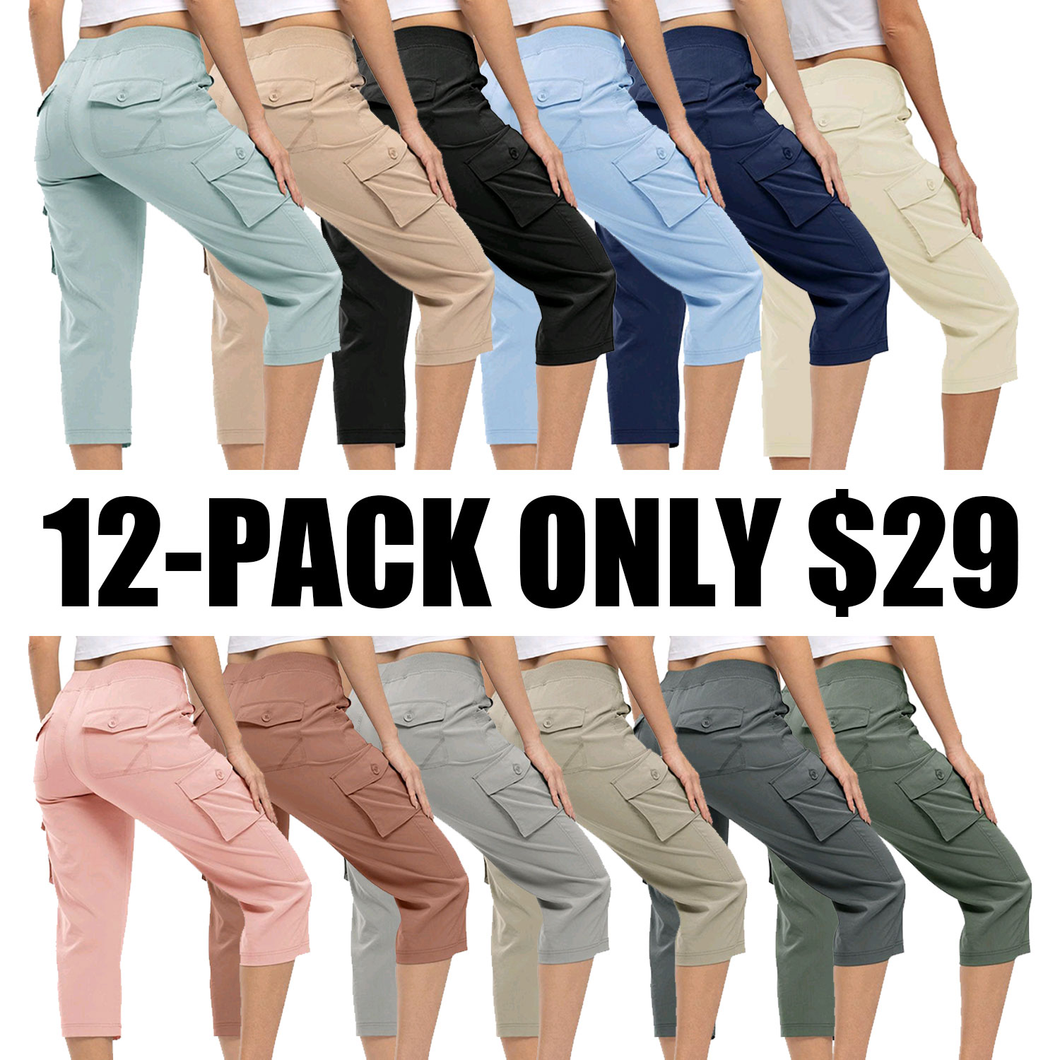 Women's Outdoor Lightweight CargoCapris Pants Casual Outdoor Trip Loose Shorts