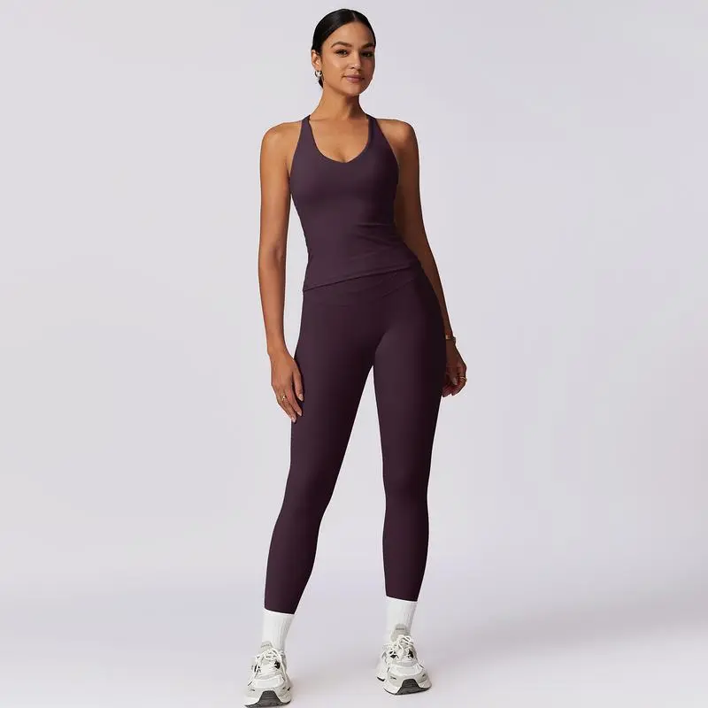 Women's Crisscross Back Tank & High-Waist Butt-Lift Leggings Set
