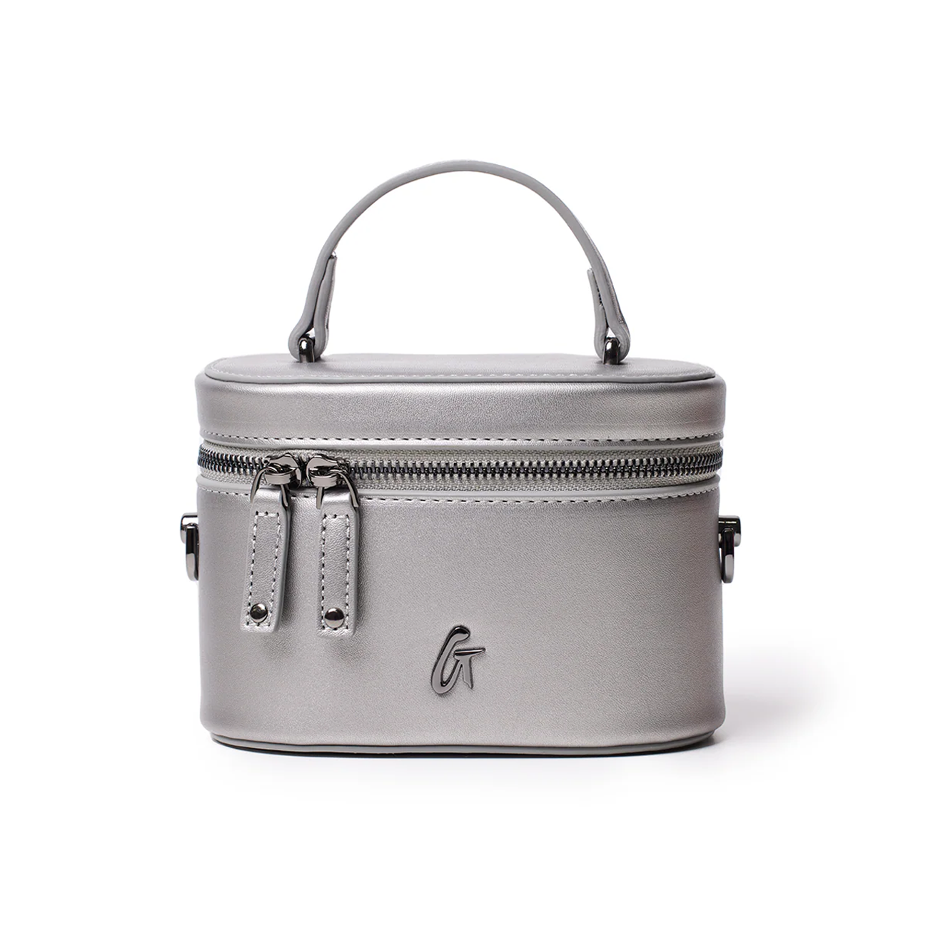 MINI SMOOTH GUNMETAL VANITY BAG - PLATINUM