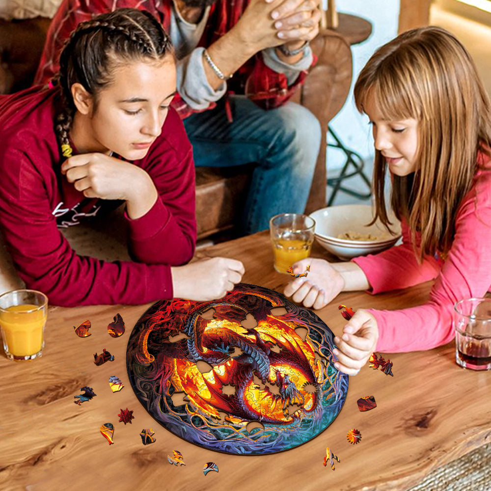 Fiery Dragon-2 Wooden Jigsaw Puzzle