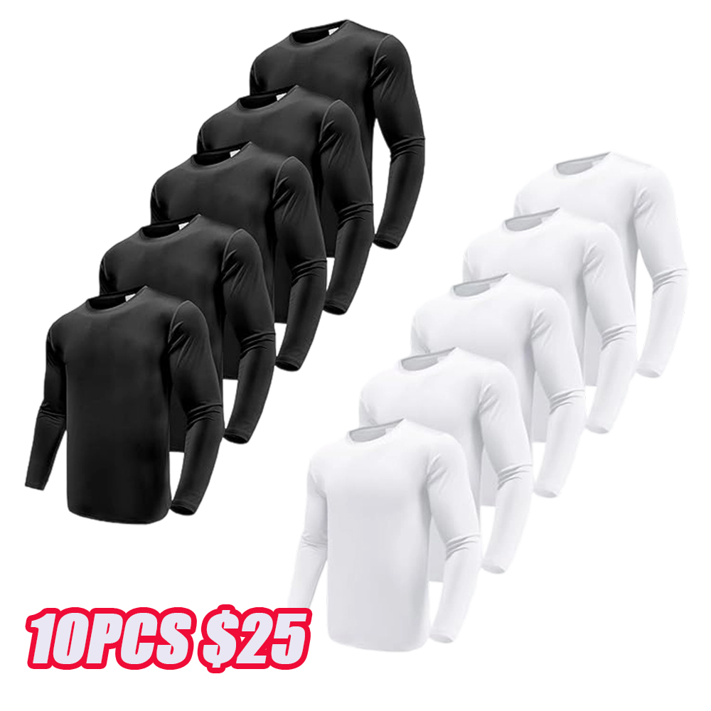 5 PIECES Long Sleeve Shirts for Men Moisture Wicking Mens Tee Shirts Workout T Shirt for Running workout tops gym outfits
