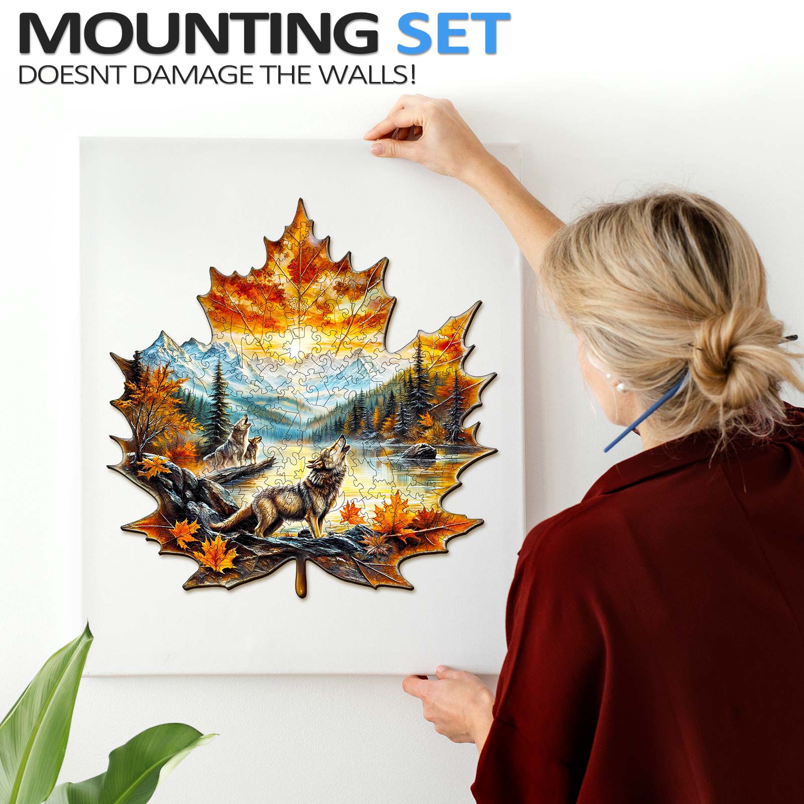 Wolf King autumn Wooden Jigsaw Puzzle