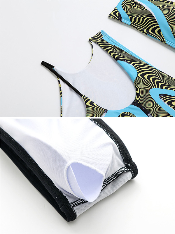 One-Shoulder Padded Bralette High-Waisted Hollow Bikini Swimwear