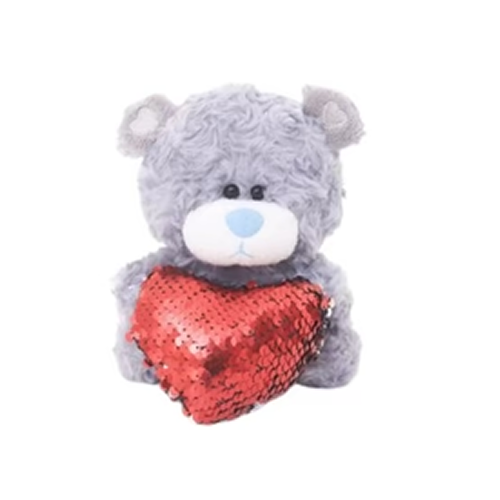 Gray Bears with Sequin Heart  6inch