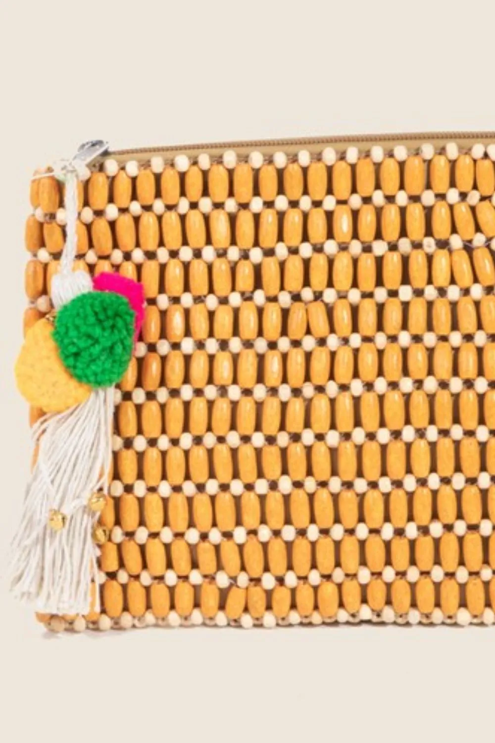 Fame Wooden Beaded Rectangle Bag