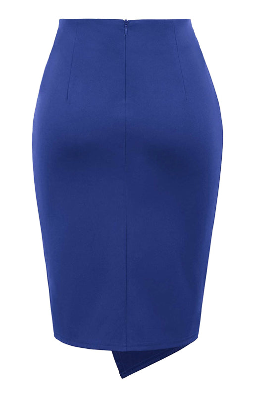Pleated Solid Color Bodycon Midi Skirt