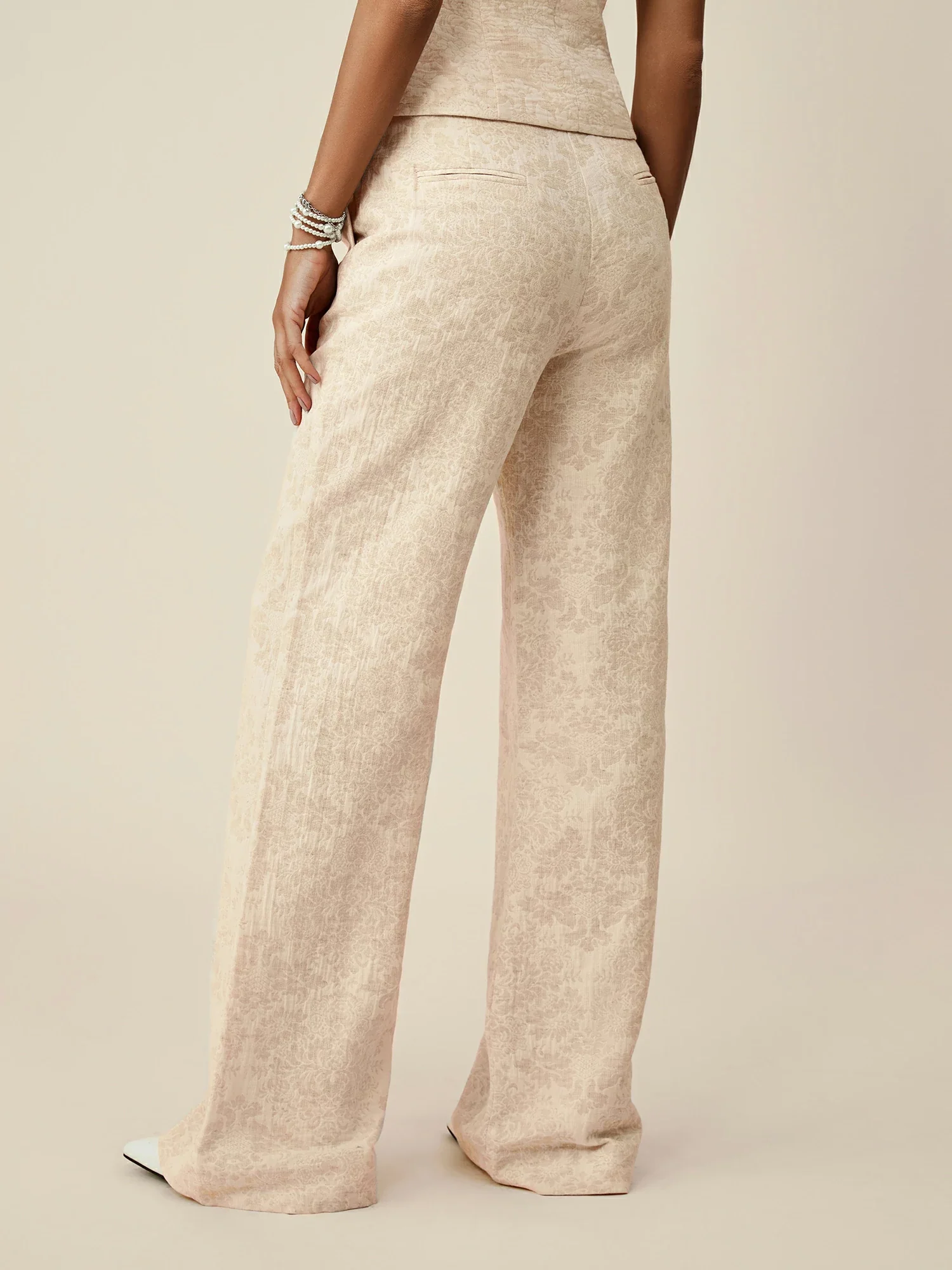 Cotton & Linen Jacquard Suit Pants