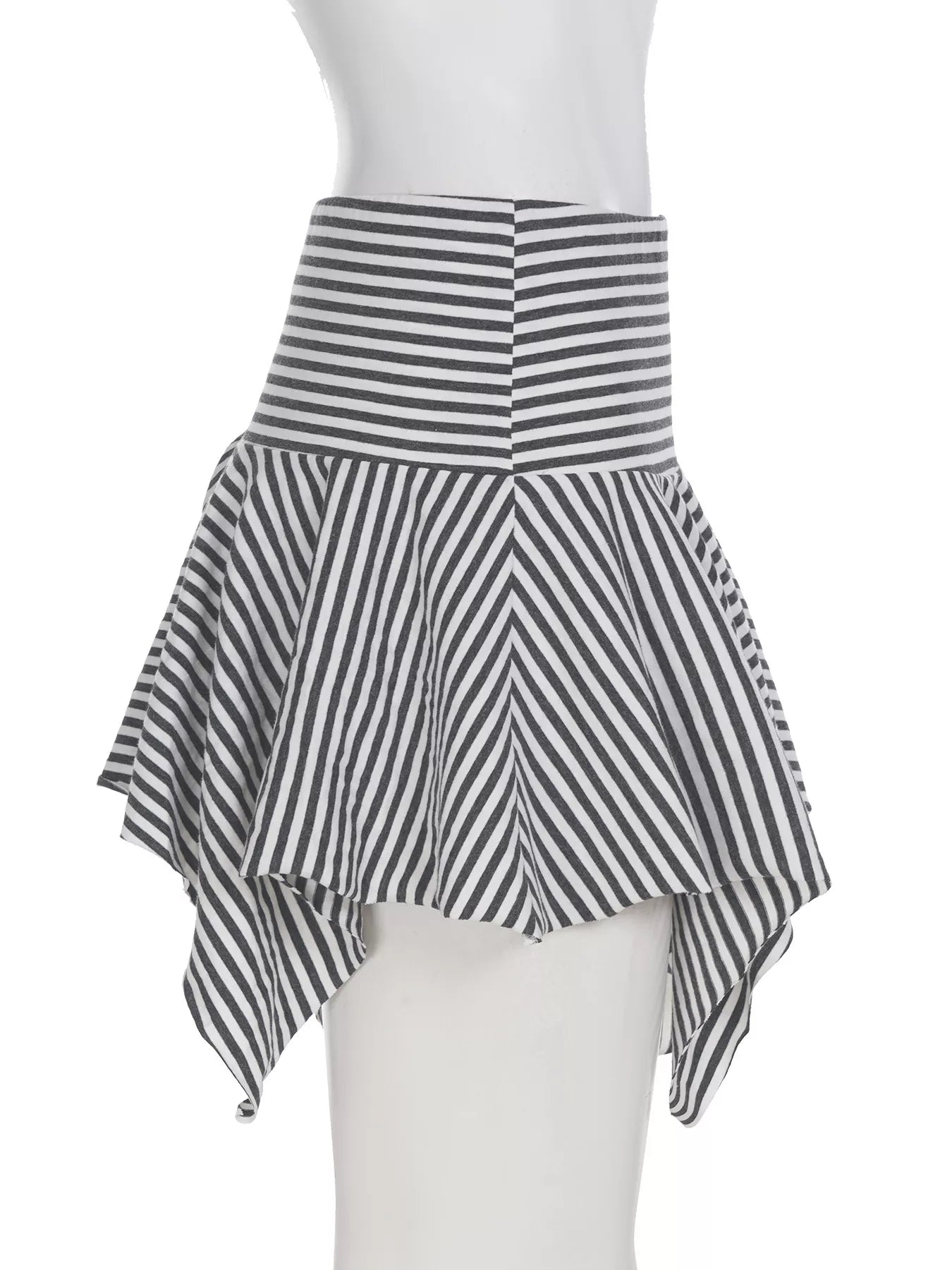Striped Asymmetrical Hem Mini Skirt