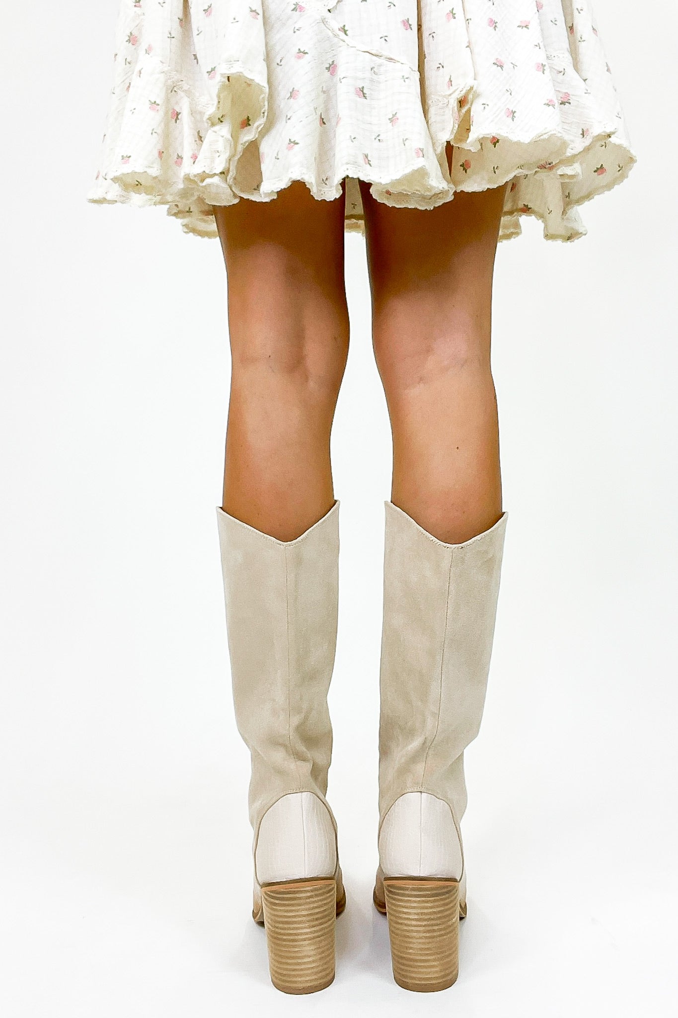 Three Tone Faux Suede Boots