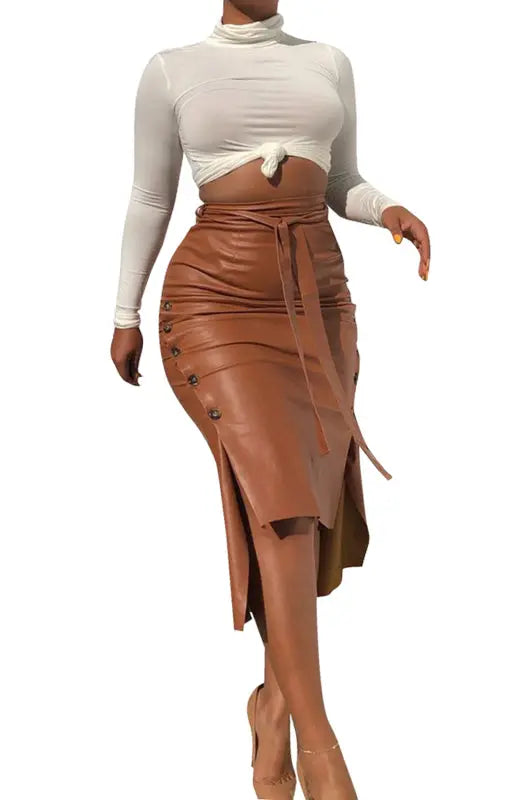 Ladies Slit Midi Slim Skirt