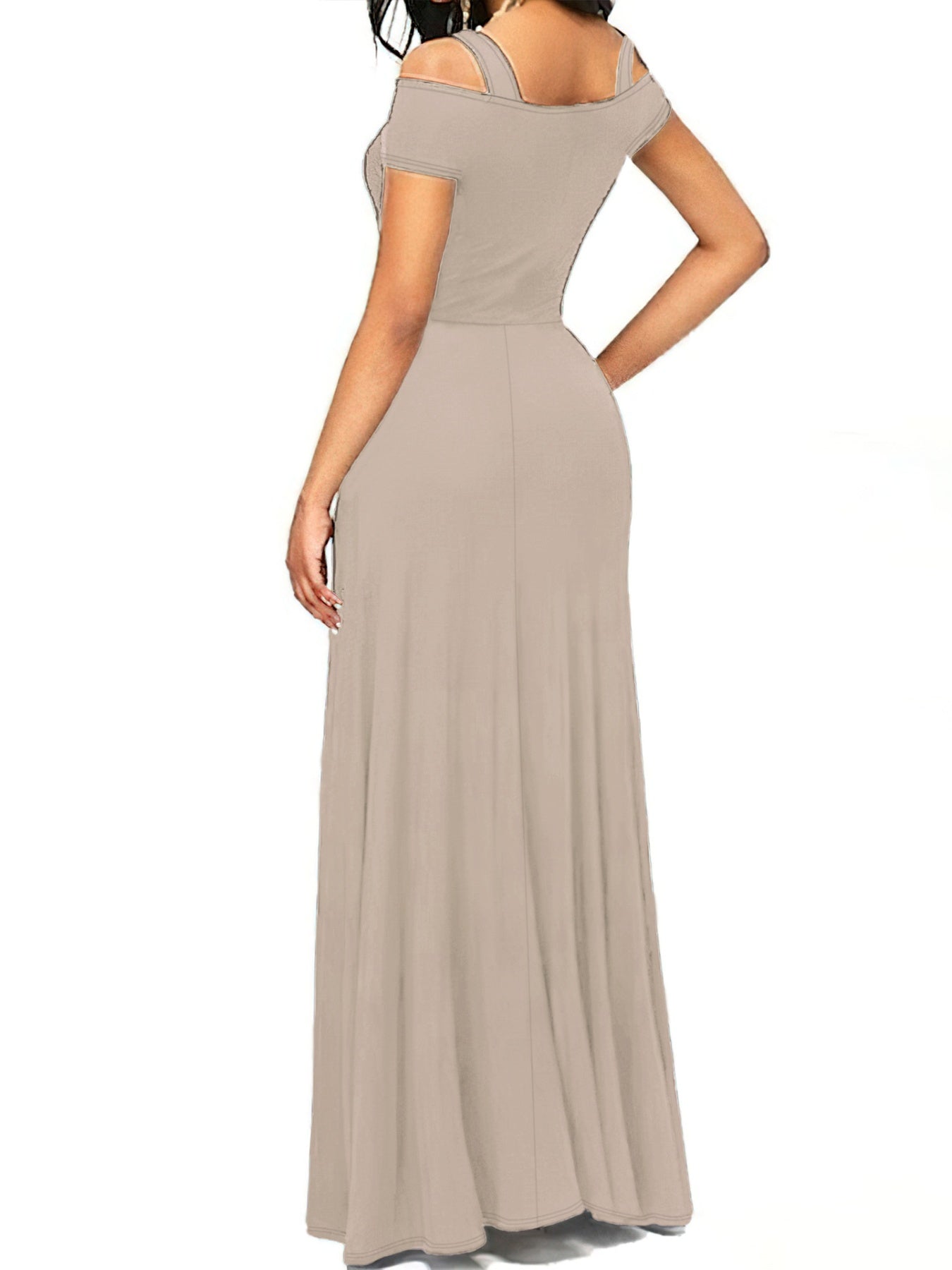 Elegant Off-Shoulder Slit Maxi Dress