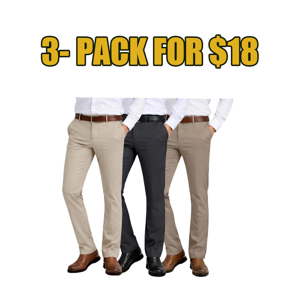 7-Pack Men’s Flex Stretch Slim Fit Dress Pants – Comfort & Style for Every Occasion