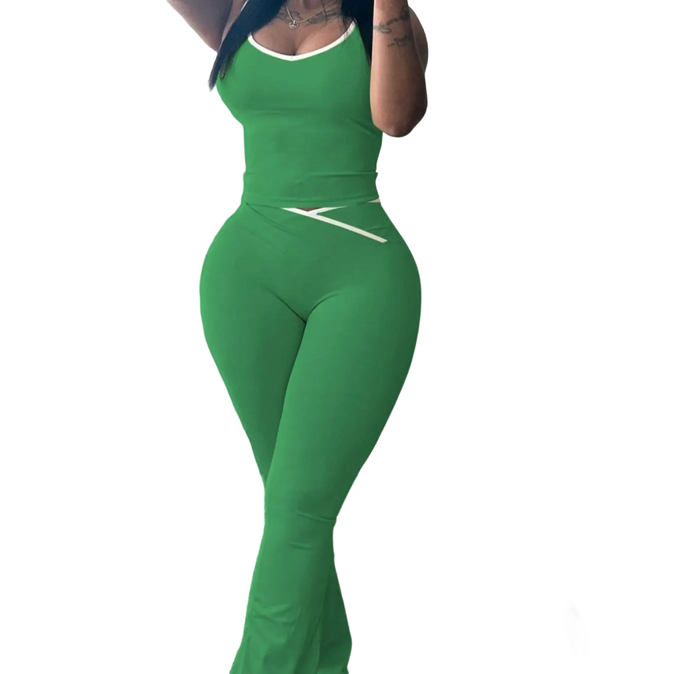 ✨Chic Colorblock Crmon Tank &. Dlarod PanteSet | Women's Sleeveless Gym YogaOutfit