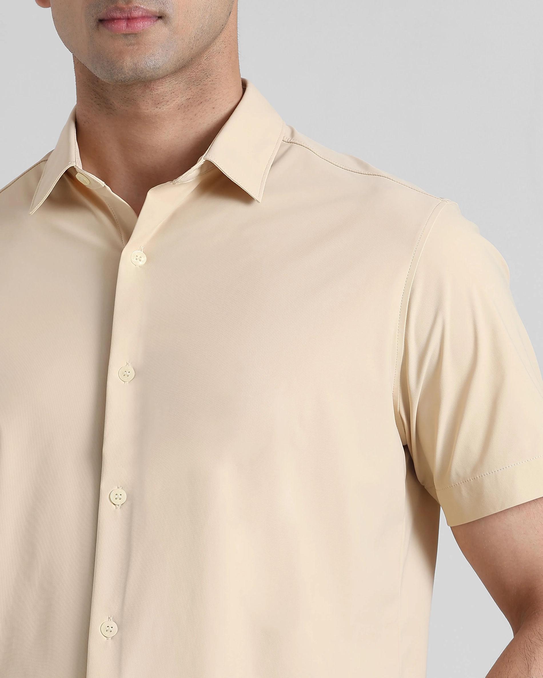 Leisure Simple Slim-Fit Breathable Beige Shirt