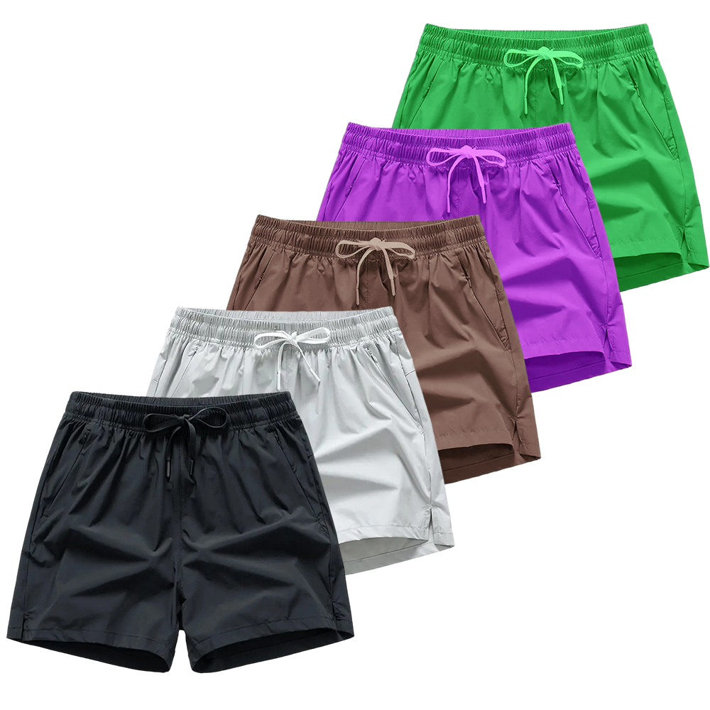 Men's Zipper Pocket Shorts, Regular Fit Casual Drawstring Waist Shorts for Daily Outdoor Wear