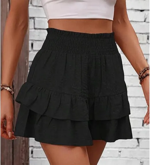 Women's Fabric Frill Trim Ruffle Hem Shirred High (Less than $3 each!)