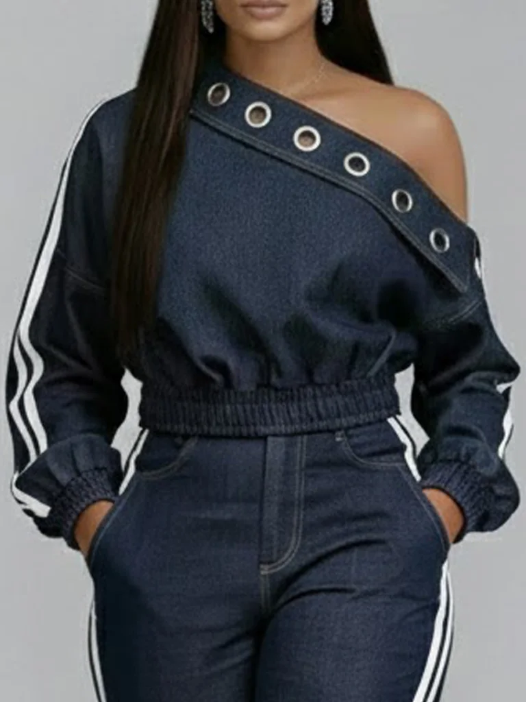 Casual And Sexy Off-the-shoulder Denim Top