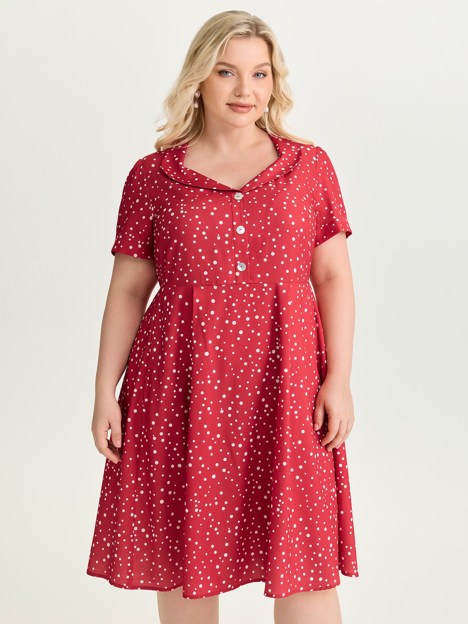 Romantic Floral Print Collar Midi Dress