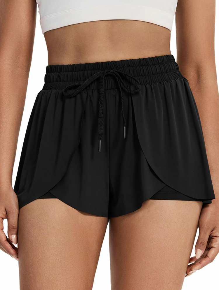 Women's 2-in-1 Drawstring Skorts, High-Waist Wrap Shorts for Gym & Daily Wear