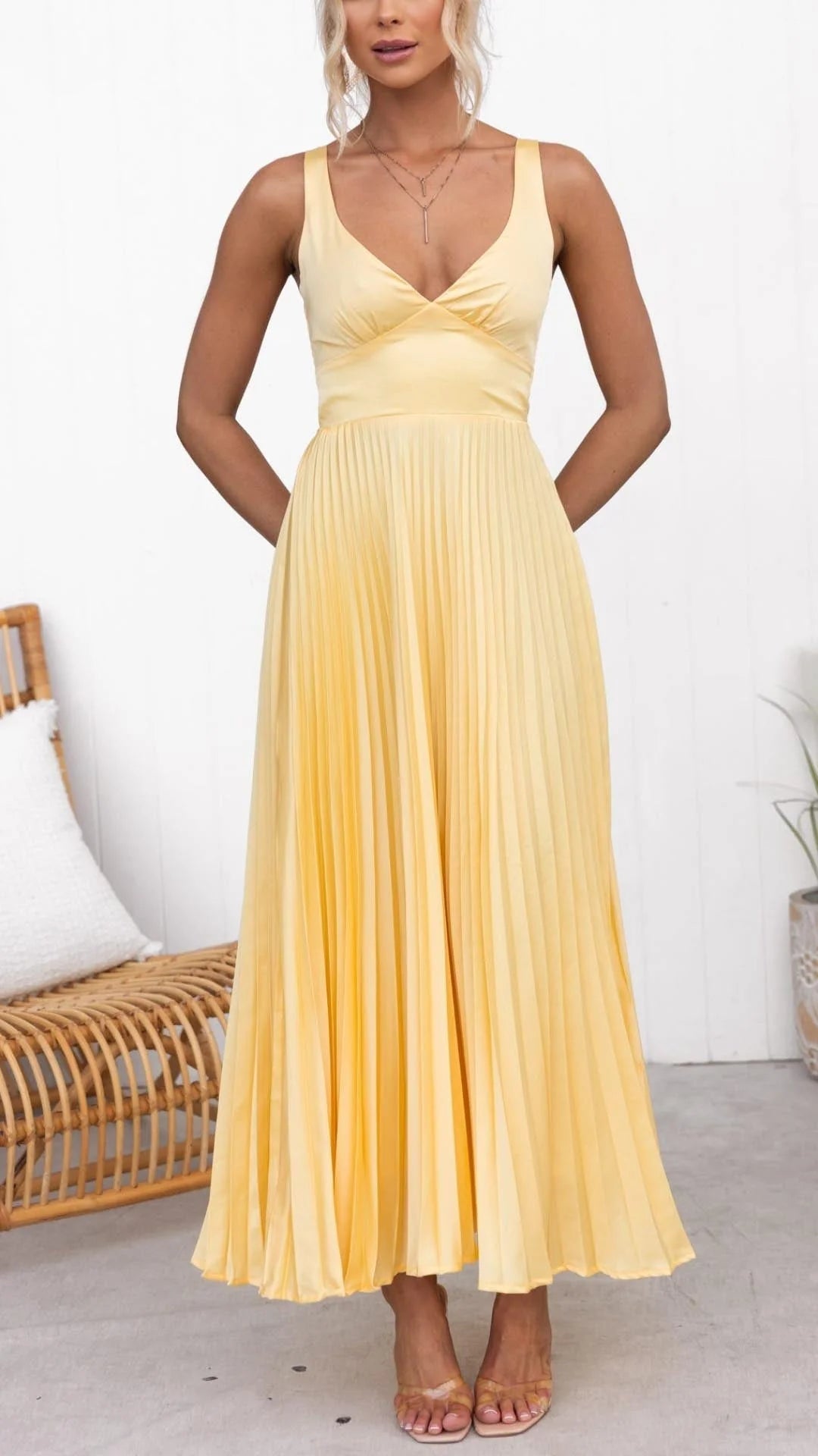 LyraKarstar Sunlit Pleated Maxi Dress