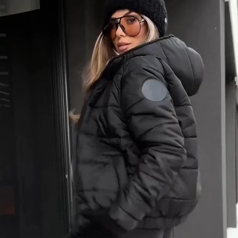 Damen lässige, warme Jacke mit Kapuze