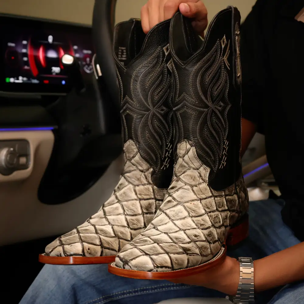 Eclipse Pirarucu Leather Boots — Square Toe