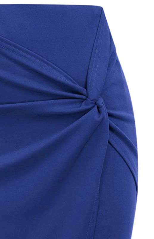 Pleated Solid Color Bodycon Midi Skirt