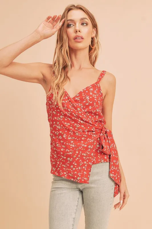 Ditsy Floral Surplice Adjustable Straps Cami