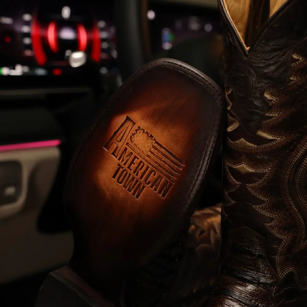 Chocolate Brown Jumbo Python Leather Boots - Square Toe